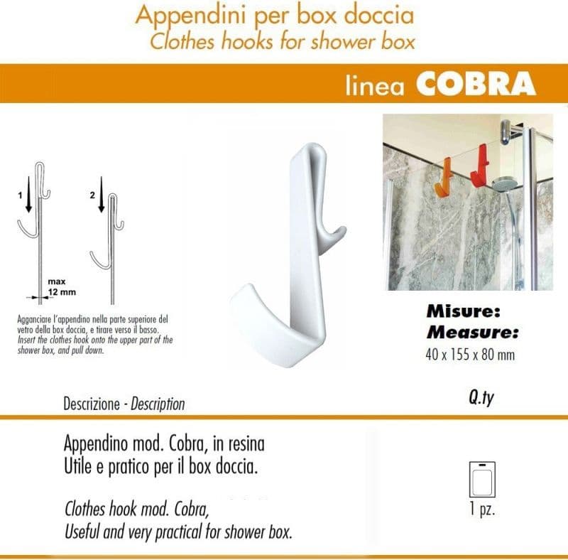 Pika Shop Appendino per Box Doccia Modello Cobra Bianco - 2