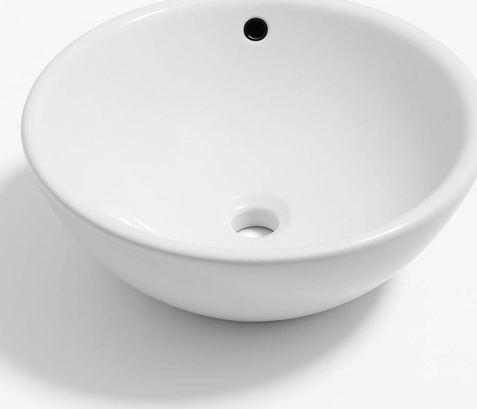 Lavabo Da Appoggio Ceramica Bianco Tondo Lavello Arredo Bagno cm 42x42x17,5 - 5