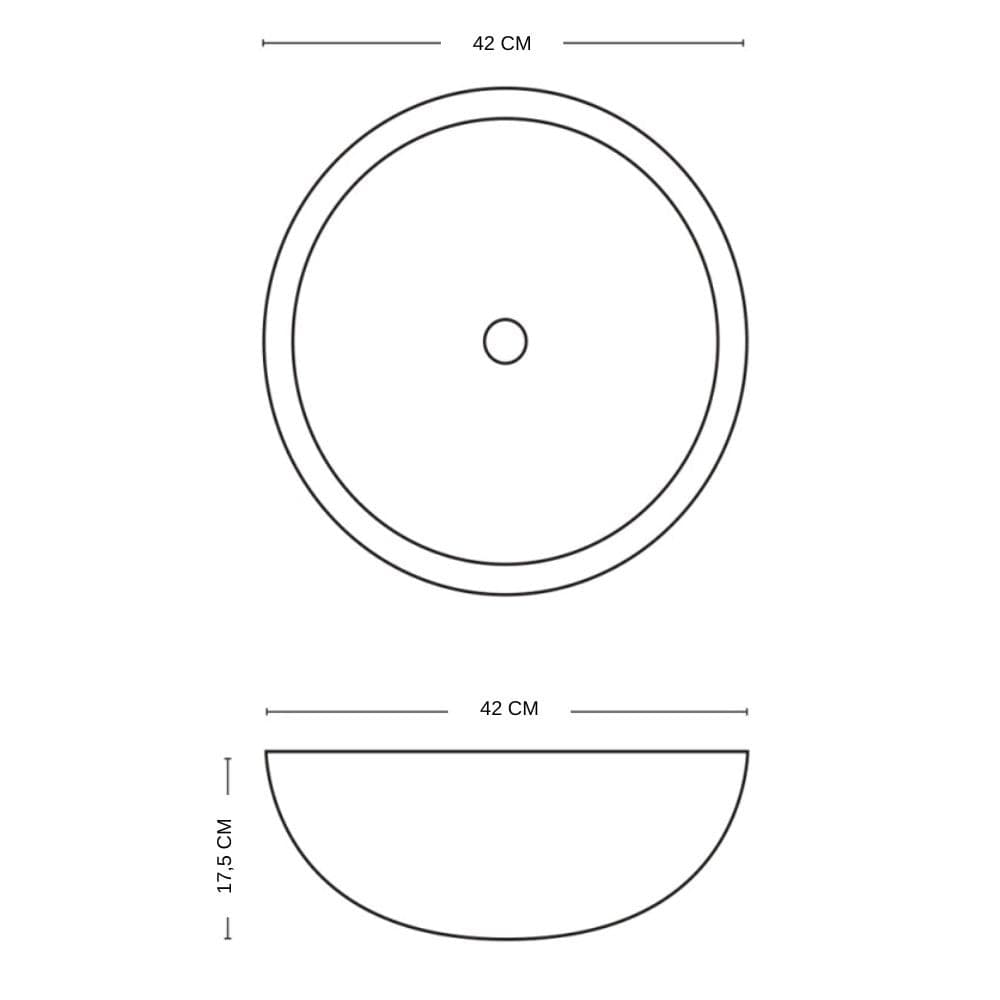 Lavabo Da Appoggio Ceramica Bianco Tondo Lavello Arredo Bagno cm 42x42x17,5 - 6