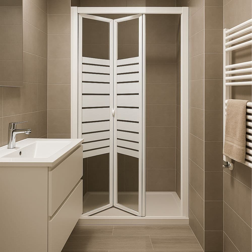 Porta doccia a soffietto  book cristallo temprato profilo bianco bianco - 66