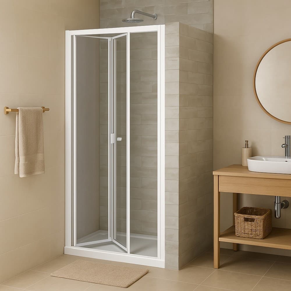 Porta doccia a soffietto  book cristallo temprato profilo bianco bianco - 64