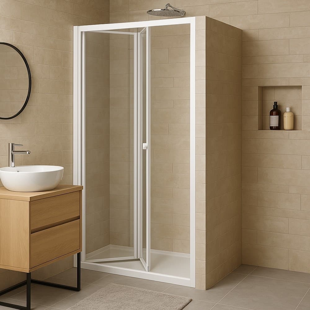 Porta doccia a soffietto  book cristallo temprato profilo bianco bianco - 25