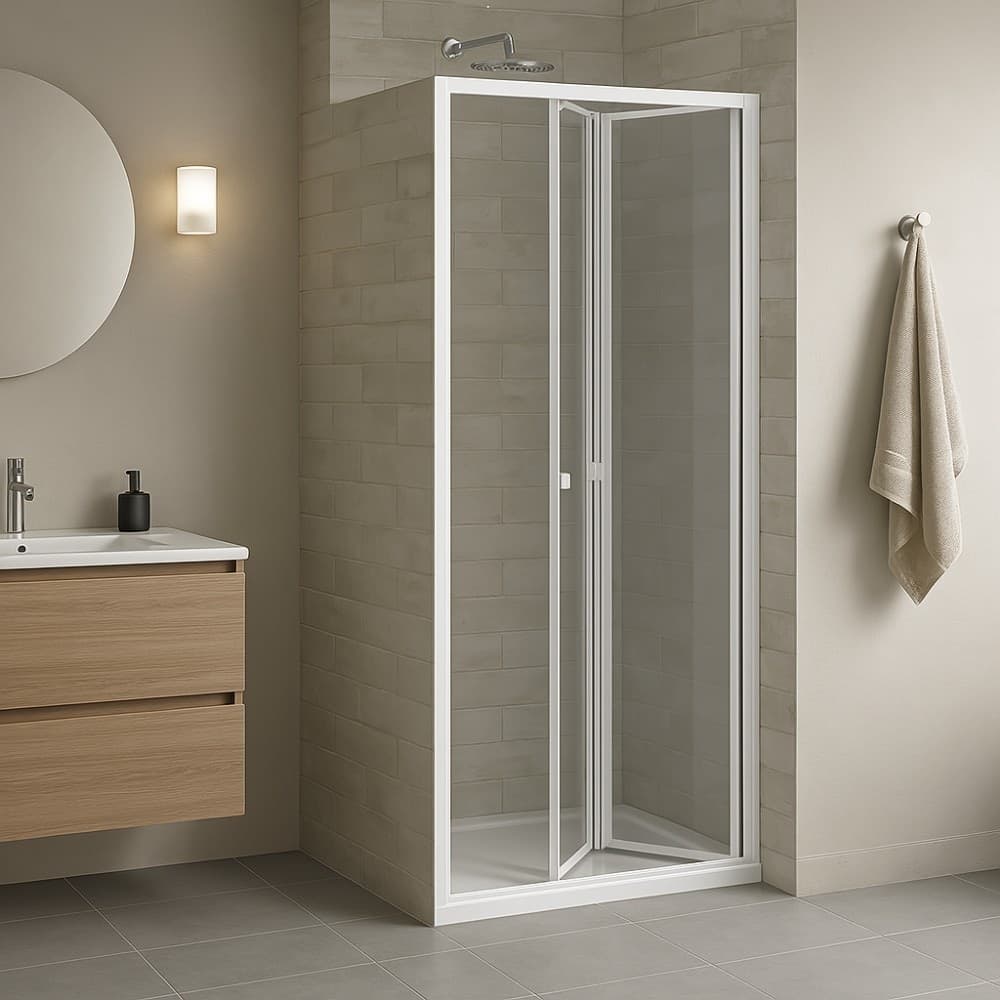 Porta doccia a soffietto  book cristallo temprato profilo bianco bianco - 26
