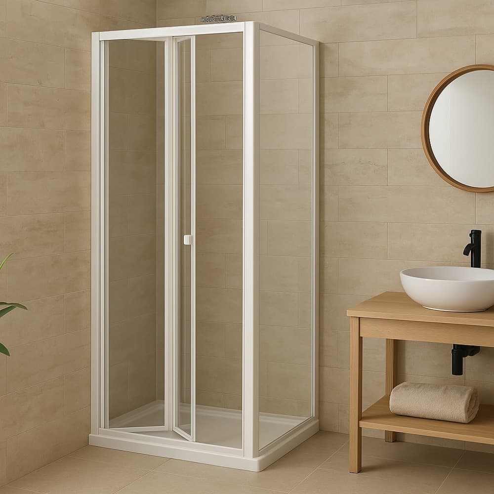 Porta doccia a soffietto  book cristallo temprato profilo bianco bianco - 27