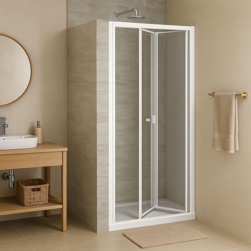Porta doccia a soffietto  book cristallo temprato profilo bianco bianco - 31