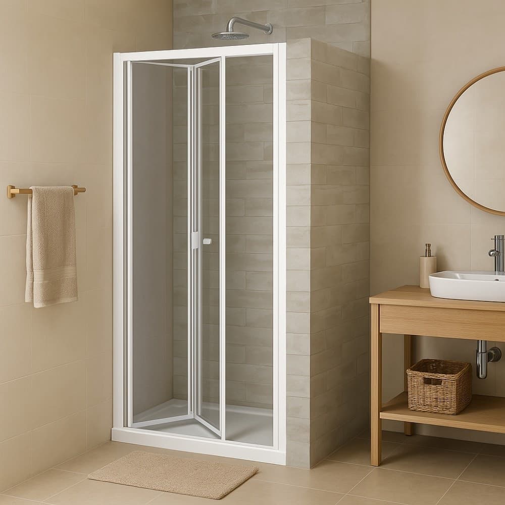 Porta doccia a soffietto  book cristallo temprato profilo bianco bianco - 34