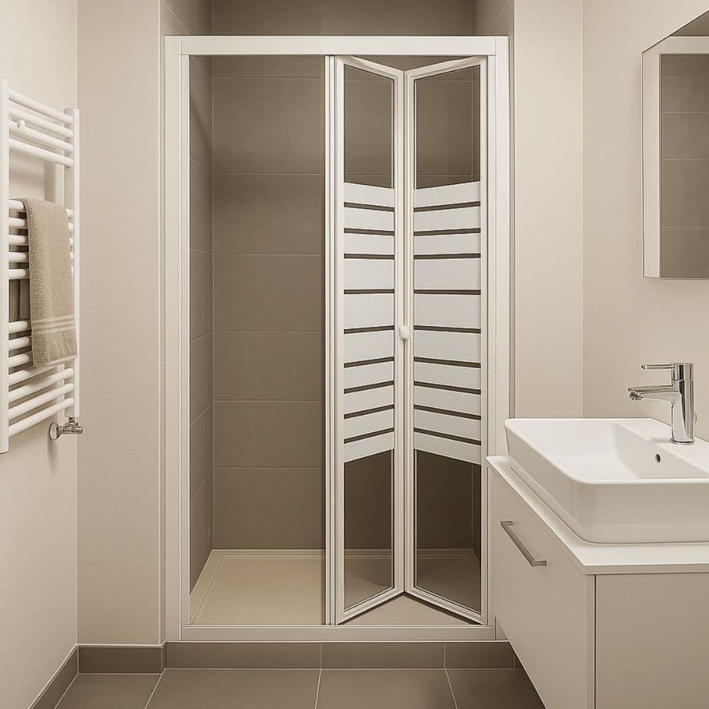 Porta doccia a soffietto  book cristallo temprato profilo bianco bianco - 50