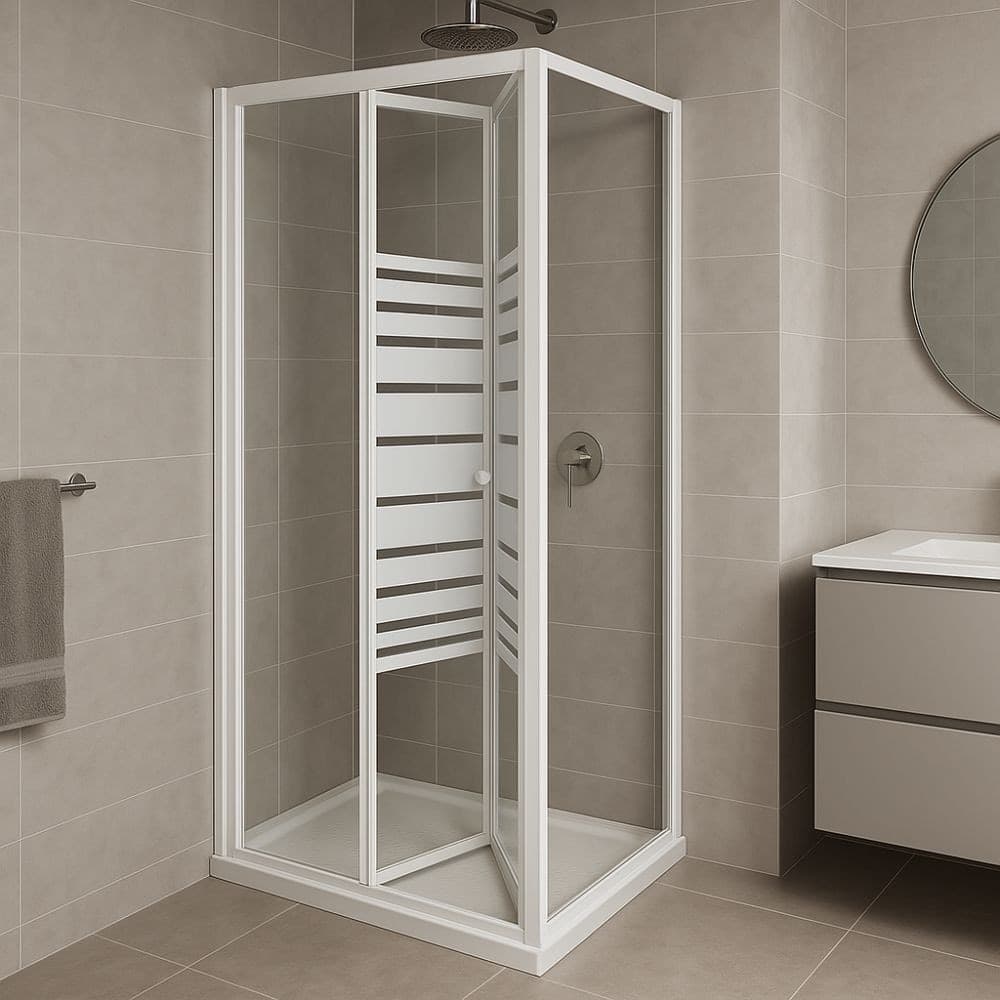 Porta doccia a soffietto  book cristallo temprato profilo bianco bianco - 57