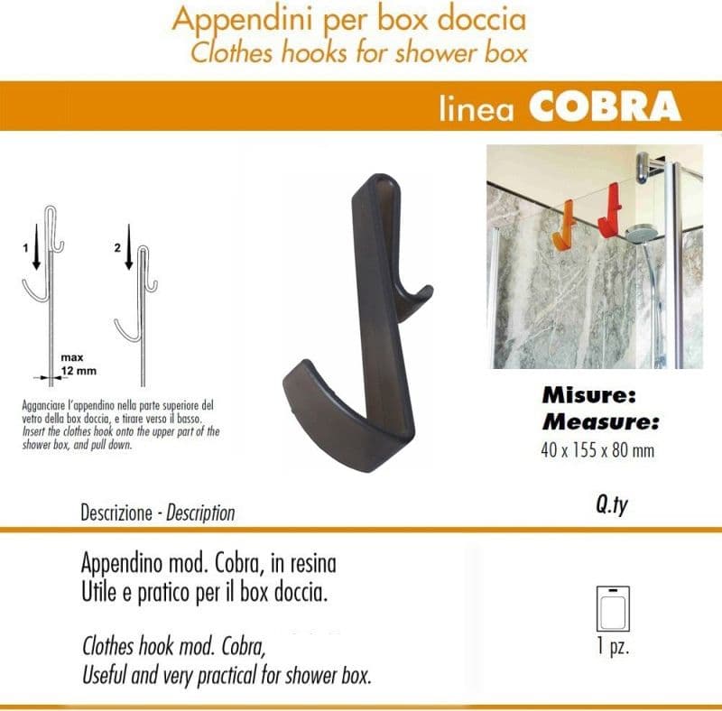 Pika Shop Appendino per Box Doccia Modello Cobra Nero - 2
