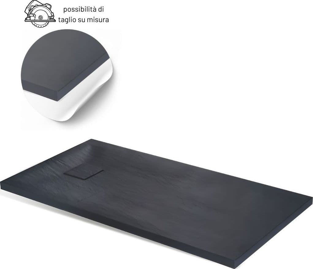Piatto Doccia Antracite Mineral Marmo Resina Antiscivolo h4 cm - 23