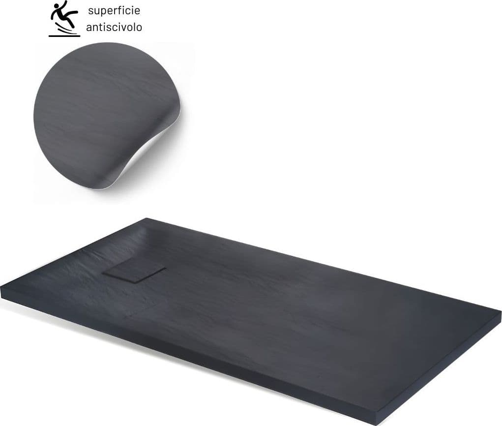Piatto Doccia Antracite Mineral Marmo Resina Antiscivolo h4 cm - 34