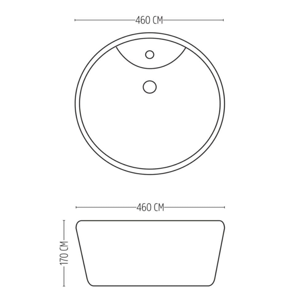 Lavabo D'appoggio Ceramica Bianco Tondo Lavandino Arredo Bagno cm 46x46x17 - 6