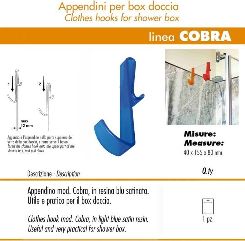Pika Shop Appendino per Box Doccia Modello Cobra Azzurro - 2