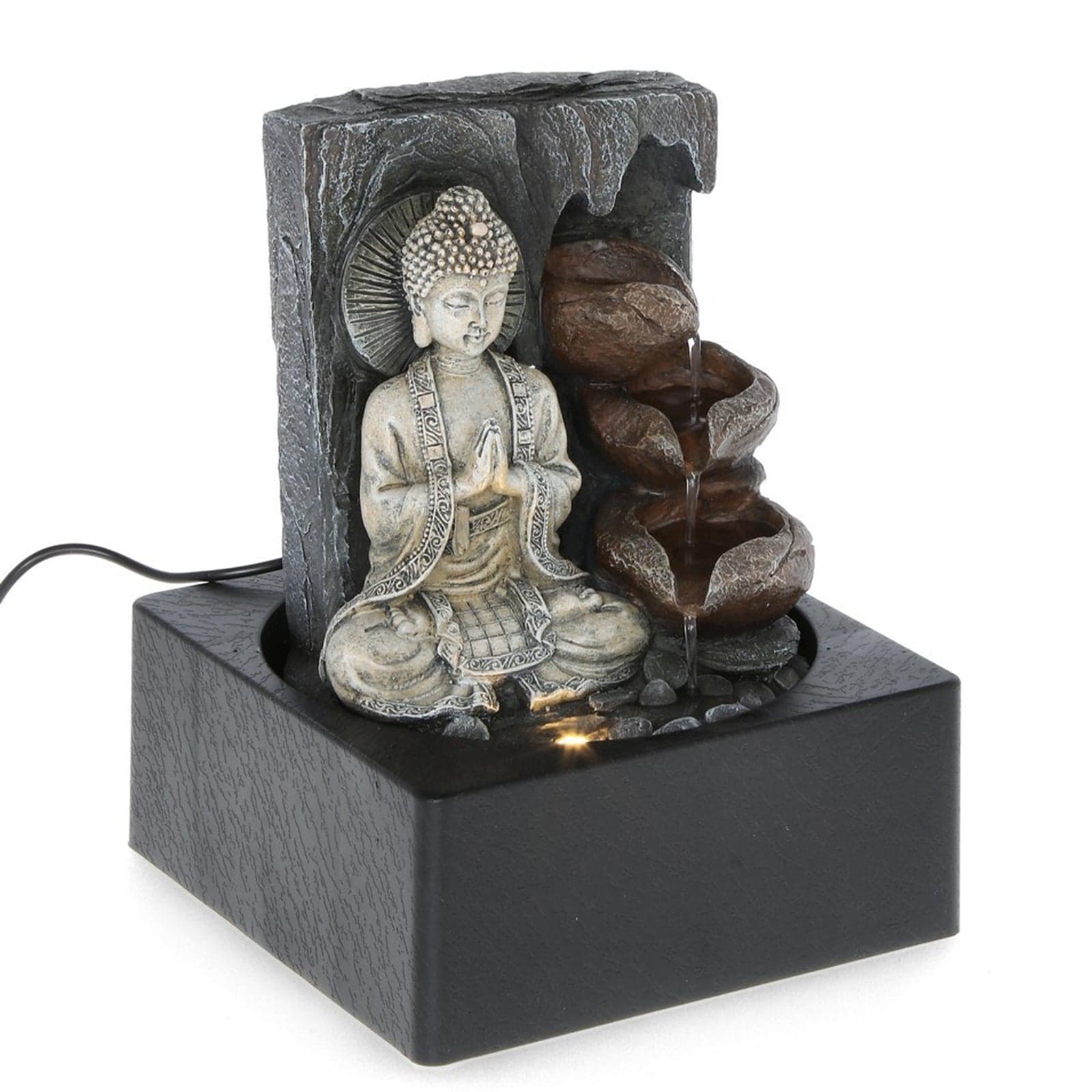 Statuetta "Fontana" Quiet con led, in poliresina e plastica, decorazione per interno in Soprammobili Decor Space - Altamura, commercioVirtuoso.it