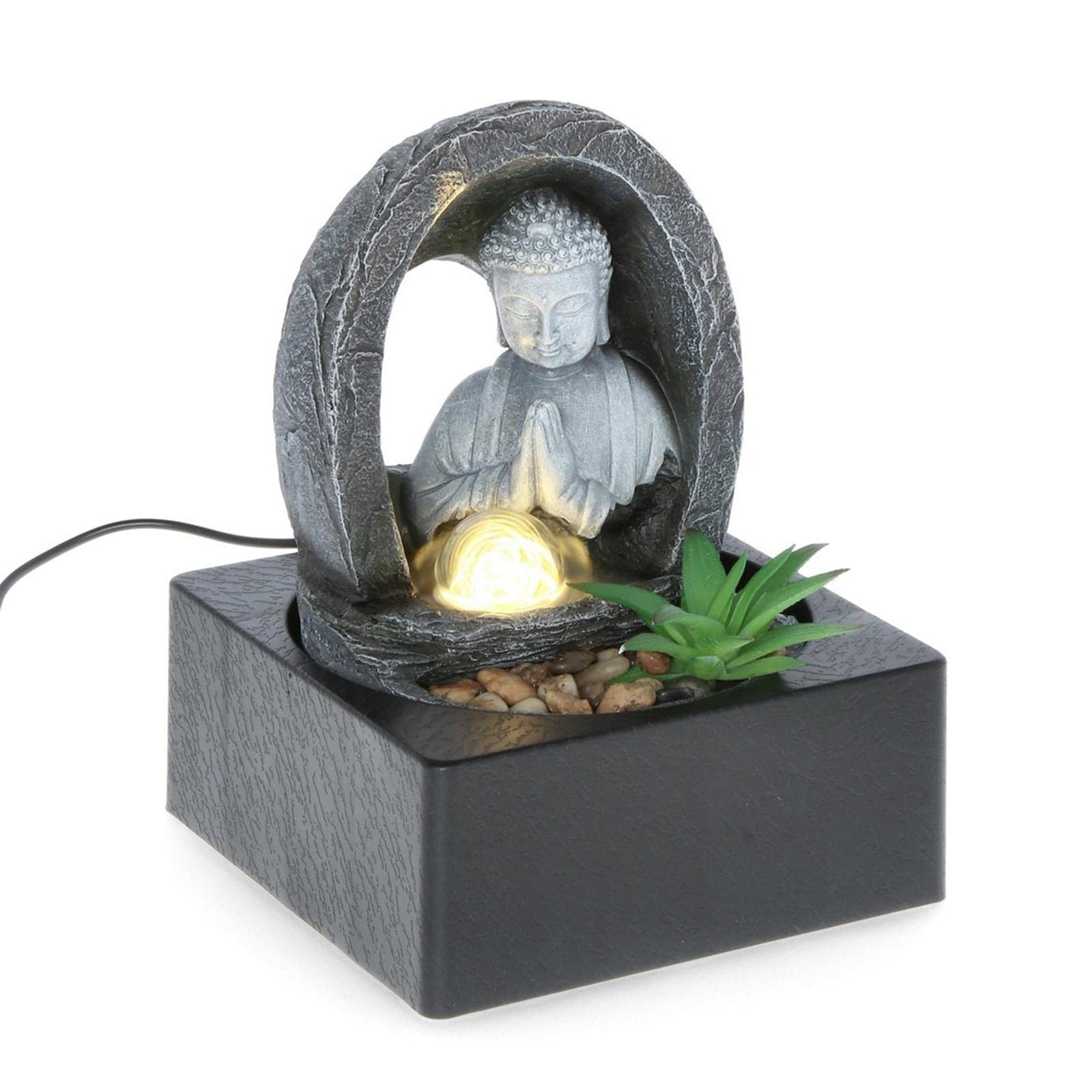Statuetta "Fontana" Quiet con led, in poliresina e plastica, decorazione per interno in Soprammobili Decor Space - Altamura, commercioVirtuoso.it
