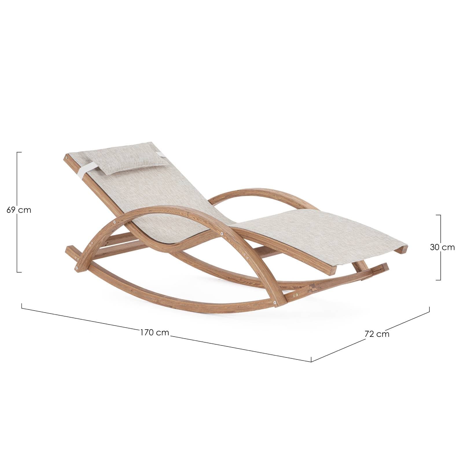 Sedia a dondolo "Noes" chaise longue, struttura in legno, con poggiatesta, seduta comoda in Sedie per tavolo da giardino Decor Space - Altamura, commercioVirtuoso.it