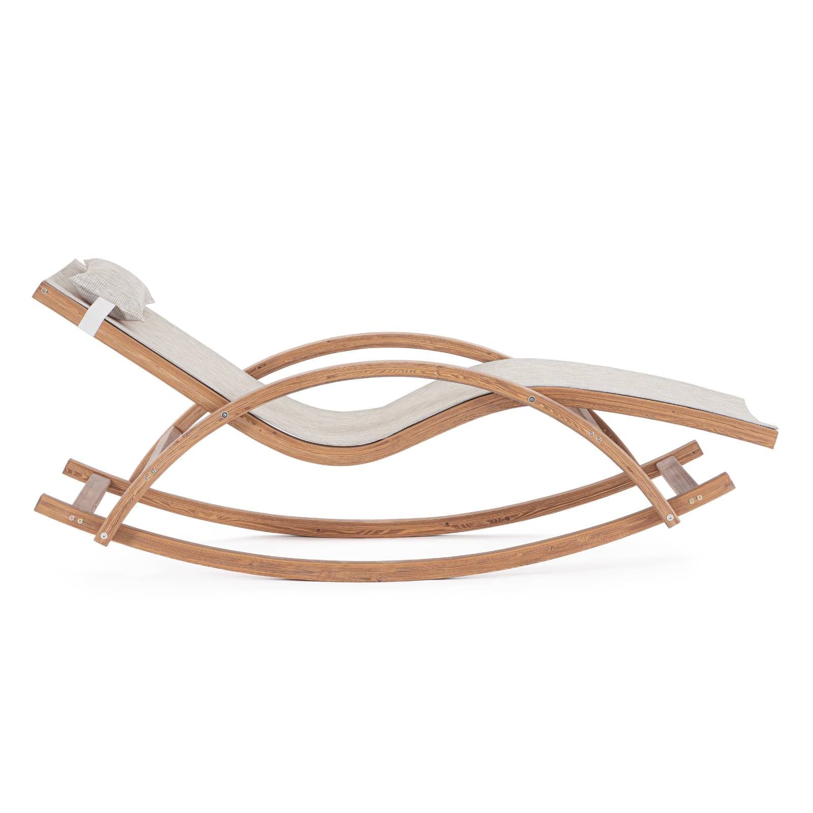 Sedia a dondolo "Noes" chaise longue, struttura in legno, con poggiatesta, seduta comoda in Sedie per tavolo da giardino Decor Space - Altamura, commercioVirtuoso.it