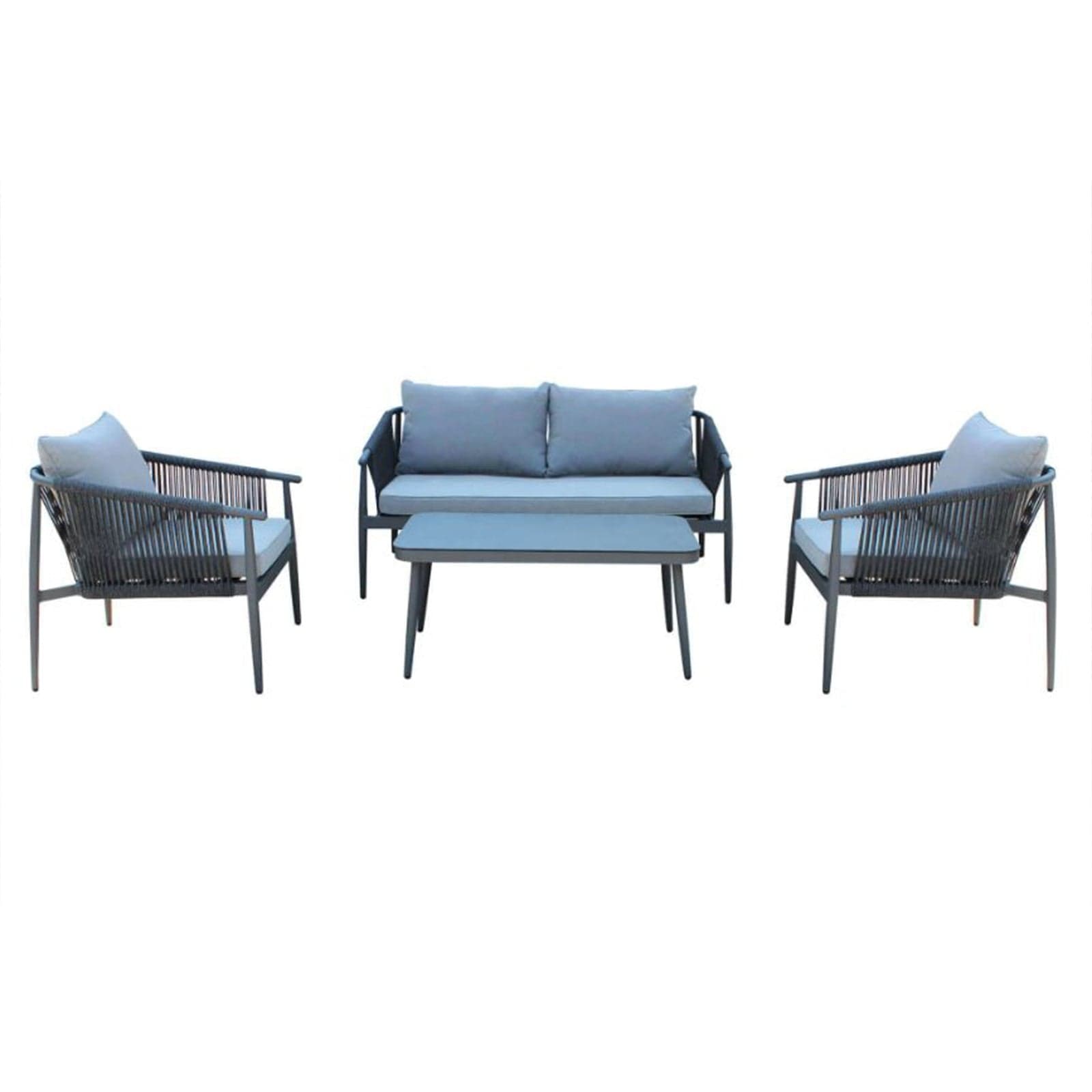 Salottino moderno per esterno "Bora Bora" in alluminio con corde da giardino in Set di mobili Decor Space - Altamura, commercioVirtuoso.it