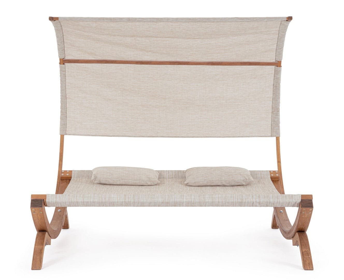 Lettino sospeso "Noes" 2 posti con tettuccio e cuscinetti, struttura in legno, seduta comoda in Sedie per tavolo da giardino Decor Space - Altamura, commercioVirtuoso.it