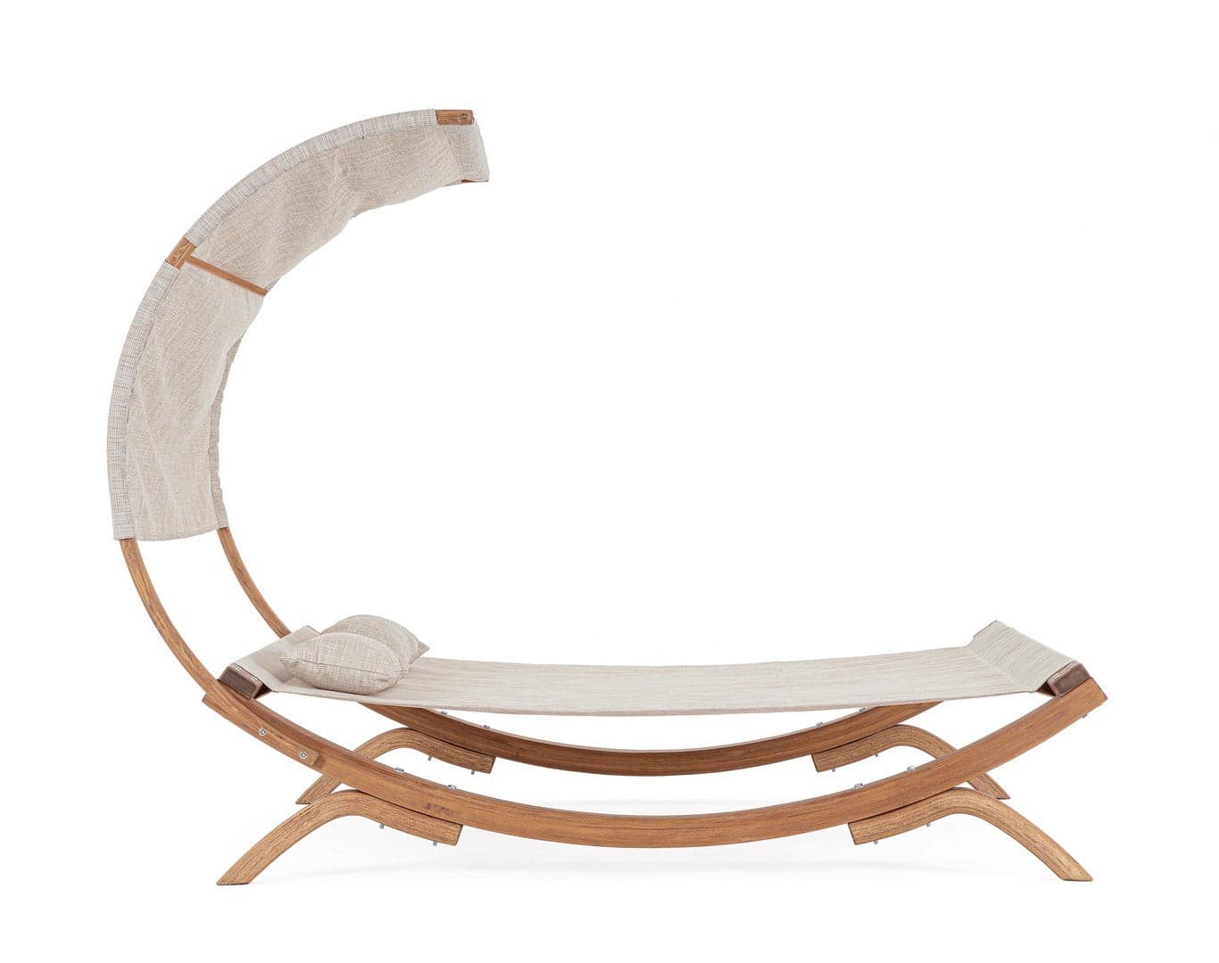 Lettino sospeso "Noes" 2 posti con tettuccio e cuscinetti, struttura in legno, seduta comoda in Sedie per tavolo da giardino Decor Space - Altamura, commercioVirtuoso.it
