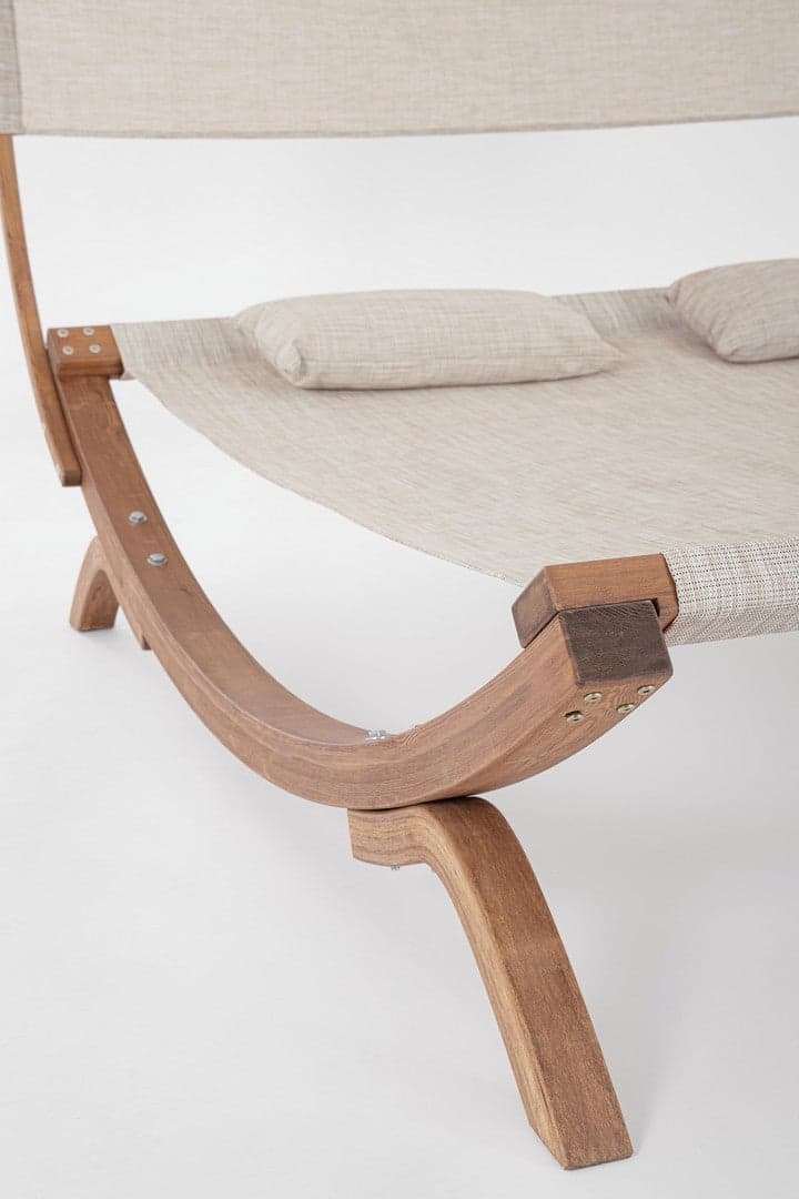 Lettino sospeso "Noes" 2 posti con tettuccio e cuscinetti, struttura in legno, seduta comoda in Sedie per tavolo da giardino Decor Space - Altamura, commercioVirtuoso.it