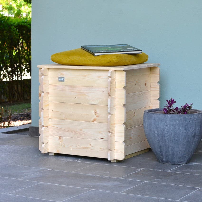 Cassapanca in legno di abete rosso baule da giardino contenitore da esterno in Bauli e contenitori Decor Space - Altamura, commercioVirtuoso.it
