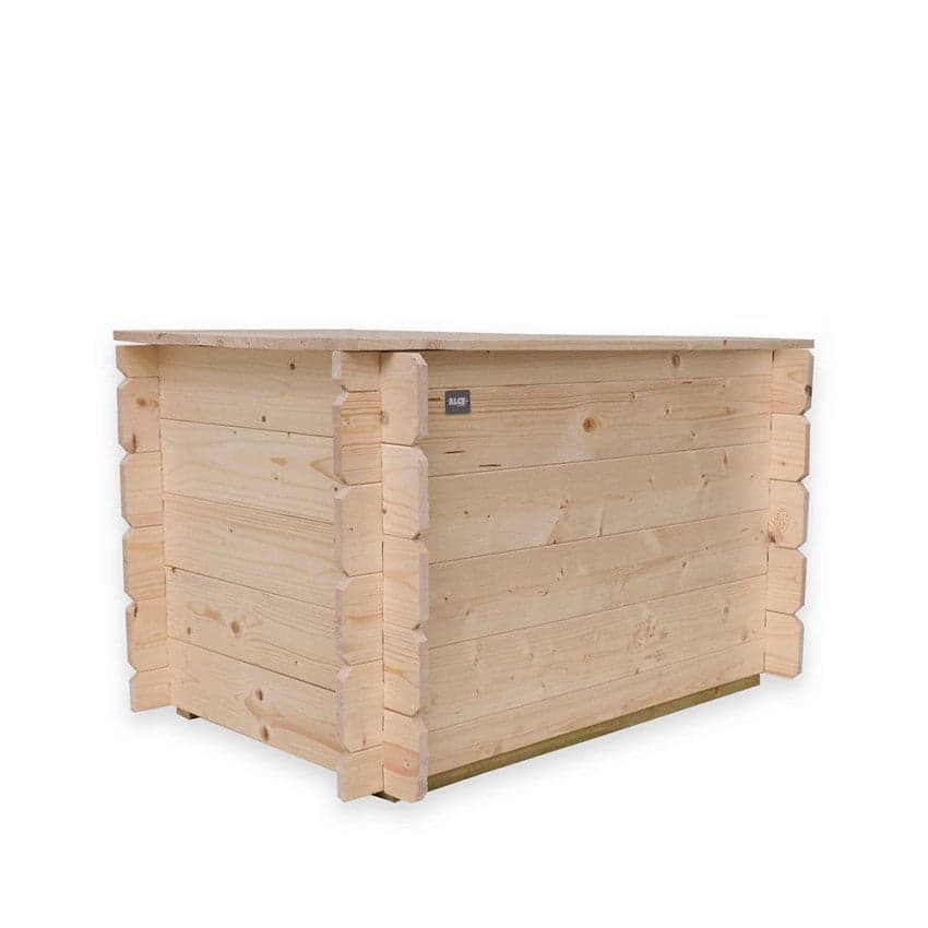 Cassapanca in legno di abete rosso baule da giardino contenitore da esterno in Bauli e contenitori Decor Space - Altamura, commercioVirtuoso.it