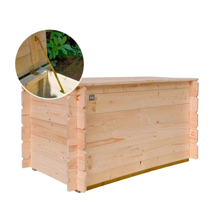 Cassapanca in legno di abete rosso baule da giardino contenitore da esterno in Bauli e contenitori Decor Space - Altamura, commercioVirtuoso.it