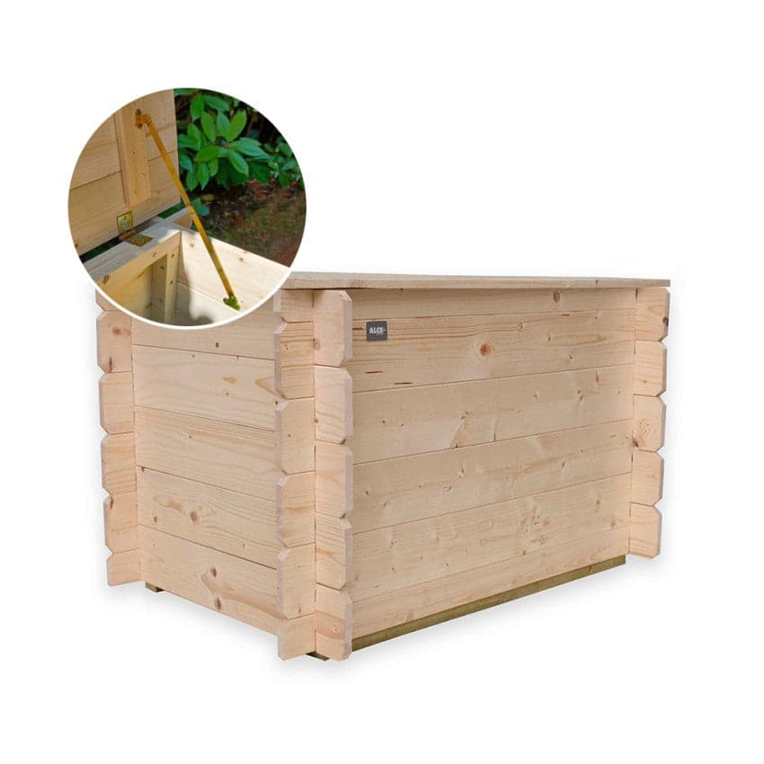 Cassapanca in legno di abete rosso baule da giardino contenitore da esterno in Bauli e contenitori Decor Space - Altamura, commercioVirtuoso.it
