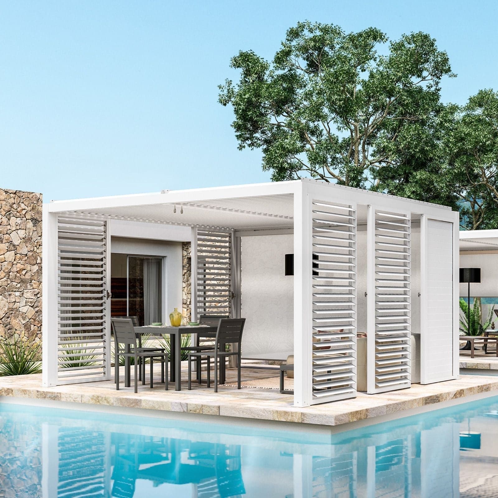 Frangisole laterale per pergola Bioclimatica con struttura in alluminio in Gazebo Decor Space - Altamura, commercioVirtuoso.it