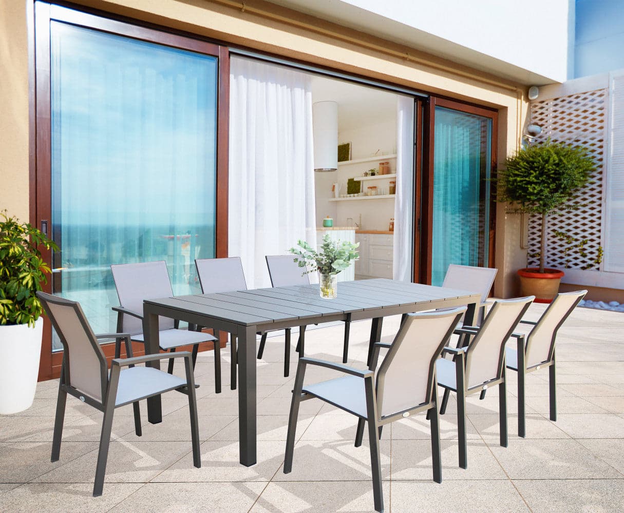 Tavolo allungabile "Seychelles" piano telescopico con doghe in alluminio per giardino e veranda in Tavoli standard Decor Space - Altamura, commercioVirtuoso.it