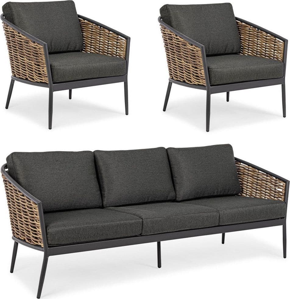 Salottino "Maribela" a 5 posti, con divanetto e poltrone, struttura in alluminio, cuscini comodi in Set di mobili Decor Space - Altamura, commercioVirtuoso.it