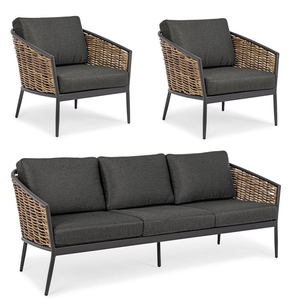 Salottino "Maribela" a 5 posti, con divanetto e poltrone, struttura in alluminio, cuscini comodi in Set di mobili Decor Space - Altamura, commercioVirtuoso.it
