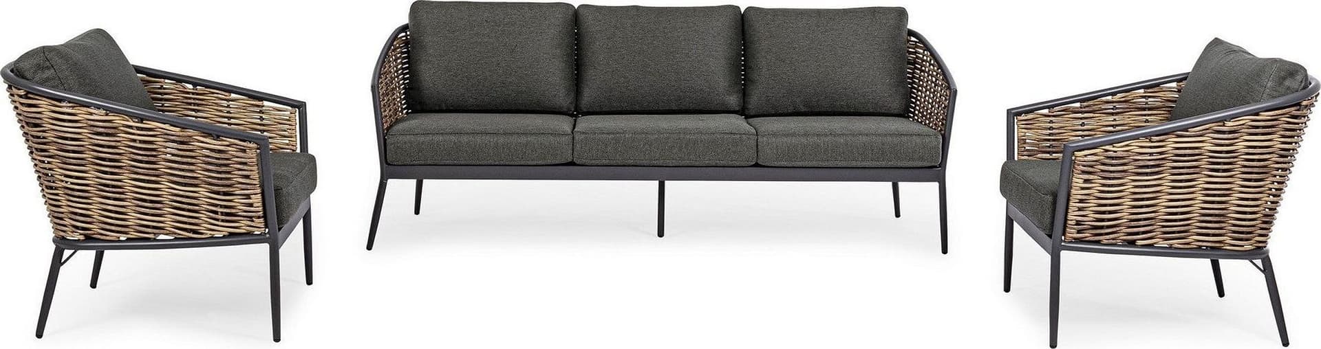 Salottino "Maribela" a 5 posti, con divanetto e poltrone, struttura in alluminio, cuscini comodi in Set di mobili Decor Space - Altamura, commercioVirtuoso.it