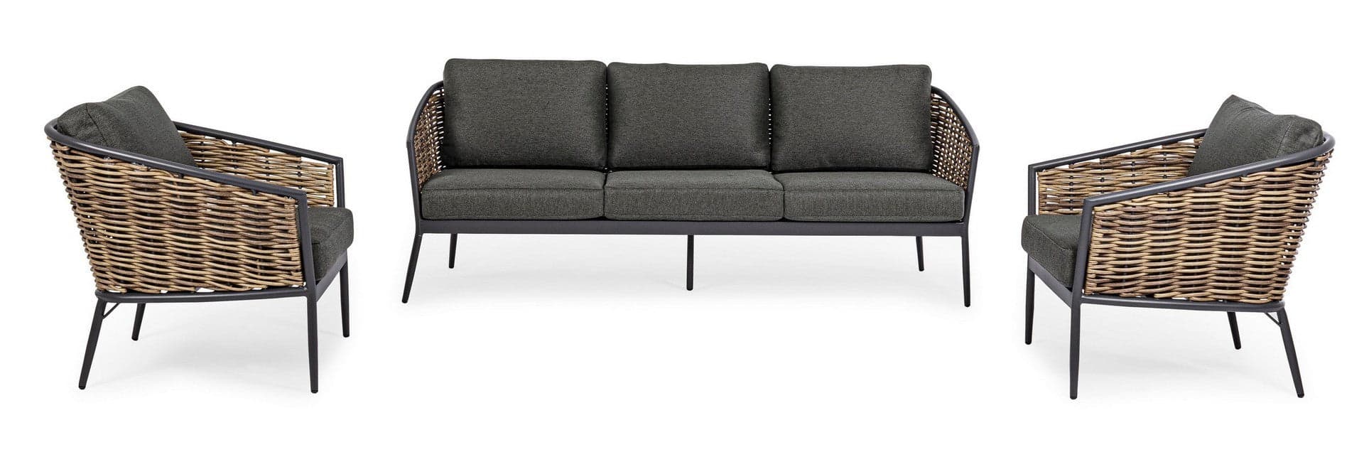 Salottino "Maribela" a 5 posti, con divanetto e poltrone, struttura in alluminio, cuscini comodi in Set di mobili Decor Space - Altamura, commercioVirtuoso.it