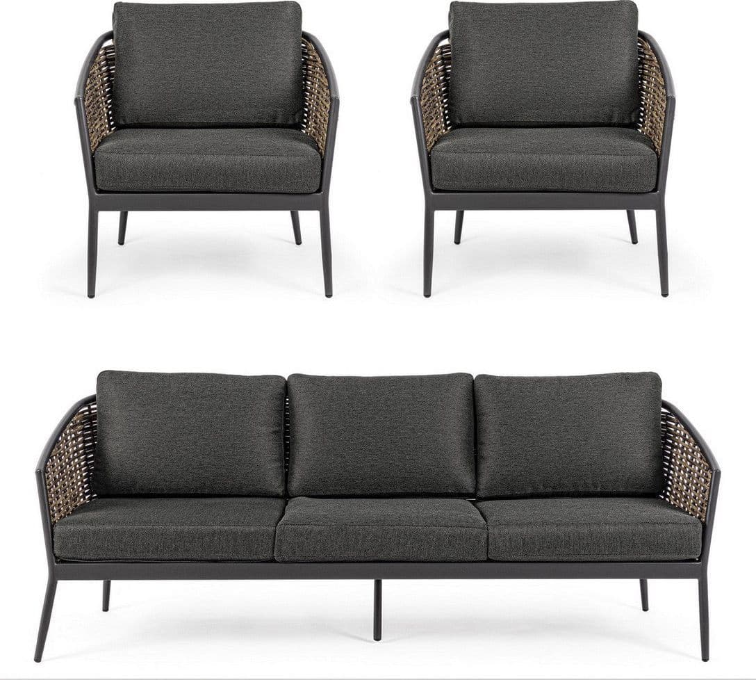 Salottino "Maribela" a 5 posti, con divanetto e poltrone, struttura in alluminio, cuscini comodi in Set di mobili Decor Space - Altamura, commercioVirtuoso.it