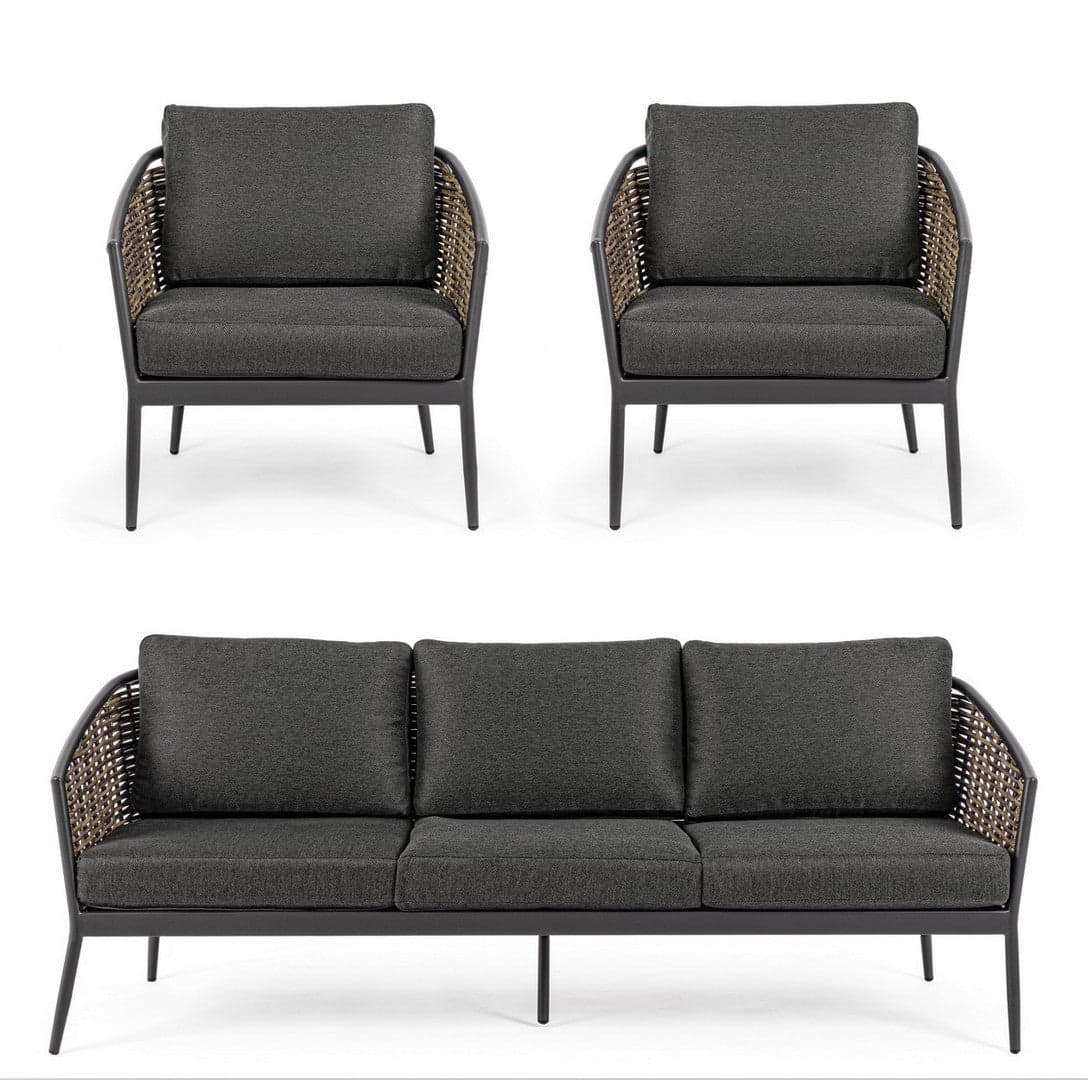 Salottino "Maribela" a 5 posti, con divanetto e poltrone, struttura in alluminio, cuscini comodi in Set di mobili Decor Space - Altamura, commercioVirtuoso.it