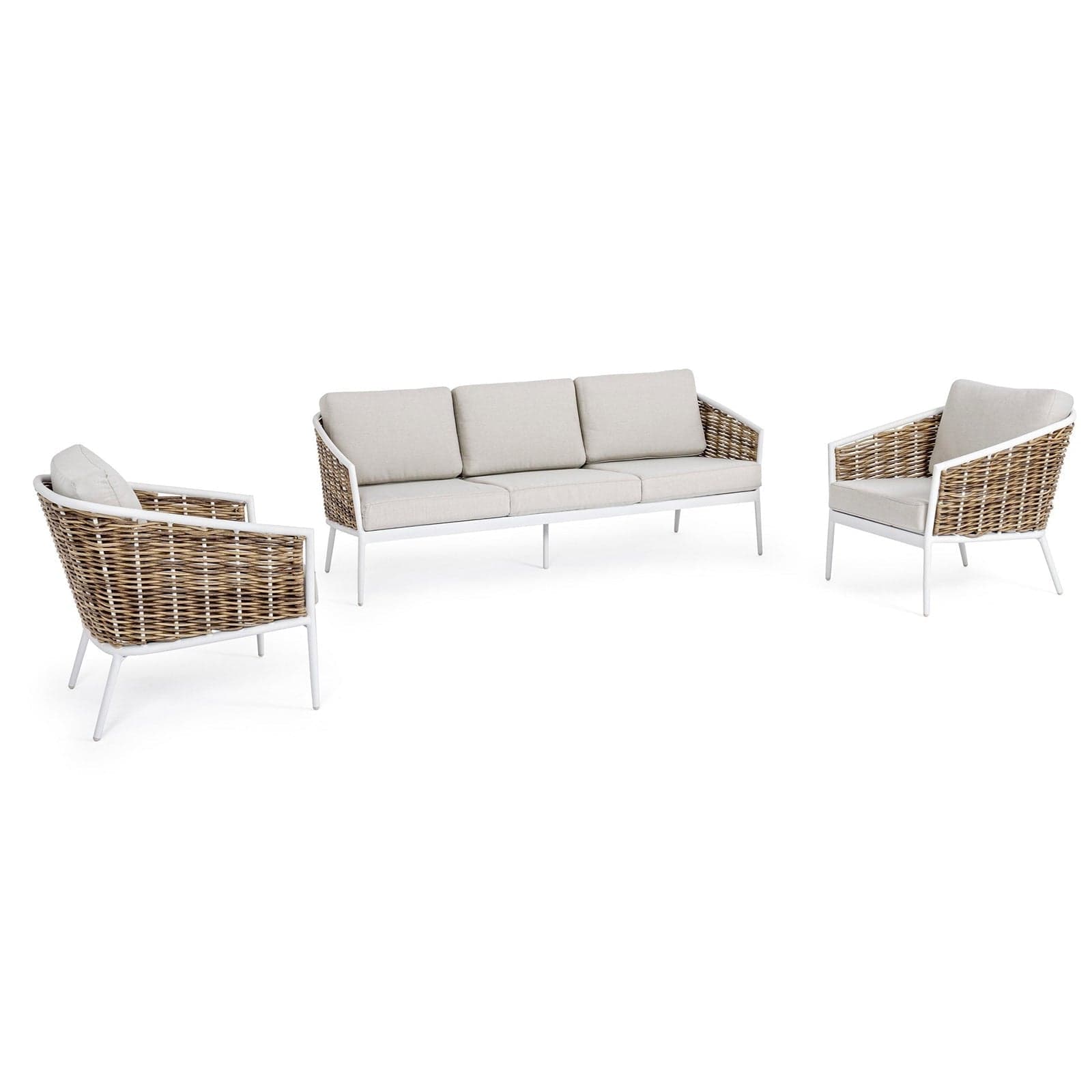Salottino "Maribela" a 5 posti, con divanetto e poltrone, struttura in alluminio, cuscini comodi in Set di mobili Decor Space - Altamura, commercioVirtuoso.it