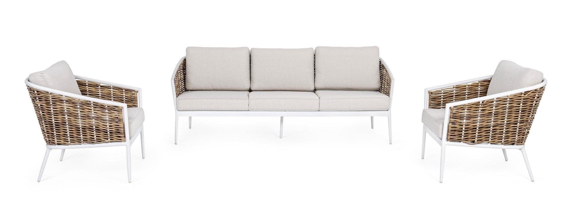 Salottino "Maribela" a 5 posti, con divanetto e poltrone, struttura in alluminio, cuscini comodi in Set di mobili Decor Space - Altamura, commercioVirtuoso.it