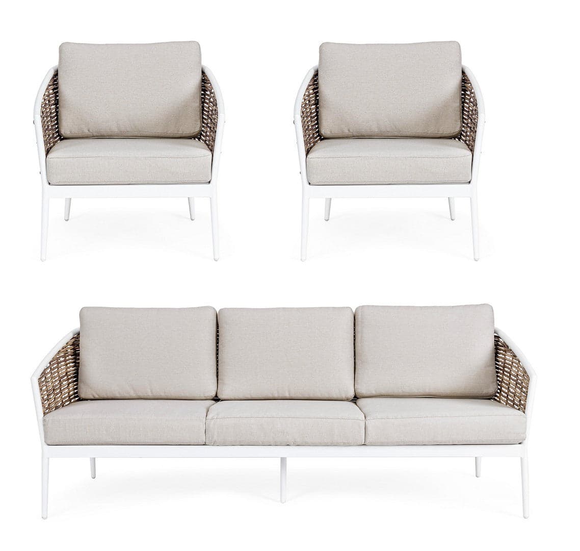 Salottino "Maribela" a 5 posti, con divanetto e poltrone, struttura in alluminio, cuscini comodi in Set di mobili Decor Space - Altamura, commercioVirtuoso.it