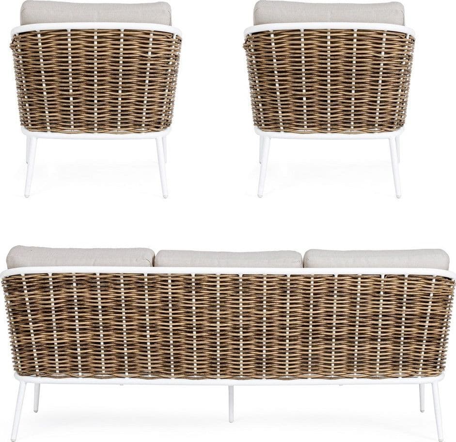 Salottino "Maribela" a 5 posti, con divanetto e poltrone, struttura in alluminio, cuscini comodi in Set di mobili Decor Space - Altamura, commercioVirtuoso.it