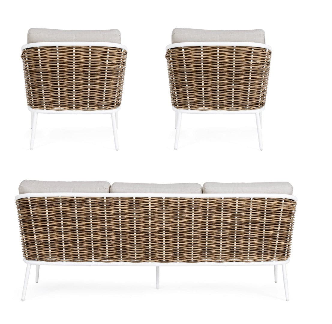 Salottino "Maribela" a 5 posti, con divanetto e poltrone, struttura in alluminio, cuscini comodi in Set di mobili Decor Space - Altamura, commercioVirtuoso.it