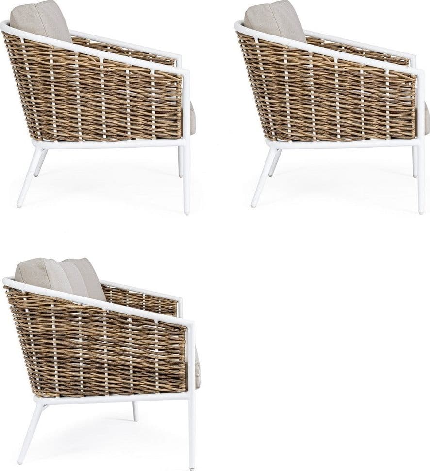 Salottino "Maribela" a 5 posti, con divanetto e poltrone, struttura in alluminio, cuscini comodi in Set di mobili Decor Space - Altamura, commercioVirtuoso.it