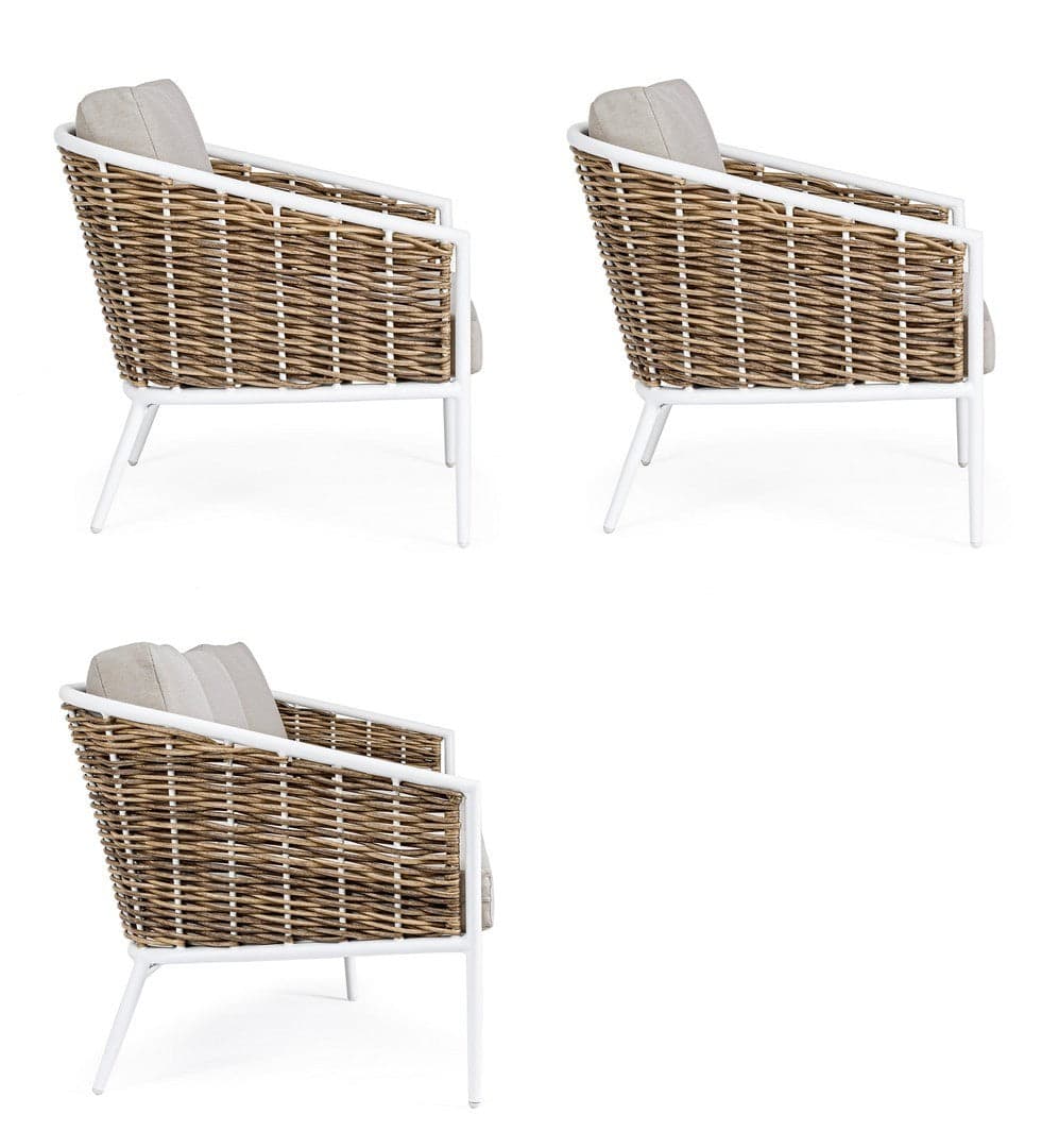 Salottino "Maribela" a 5 posti, con divanetto e poltrone, struttura in alluminio, cuscini comodi in Set di mobili Decor Space - Altamura, commercioVirtuoso.it
