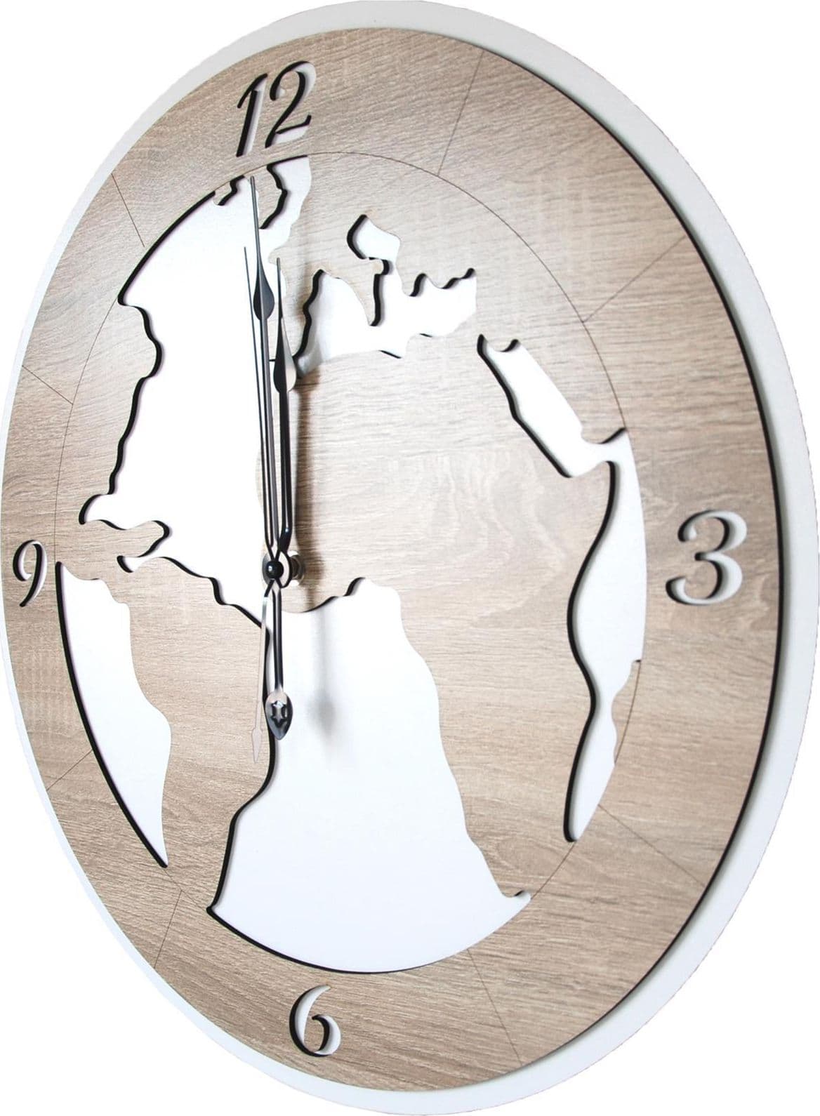 Orologio da parete personalizzabile idea regalo per bomboniera e cerimonia con taglio laser – World, ø 15 cm – Mi.lo Srl –