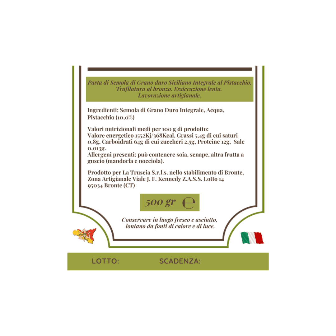 Pasta di Semola di Grano Duro Integrale al Pistacchio - Busiate - 2