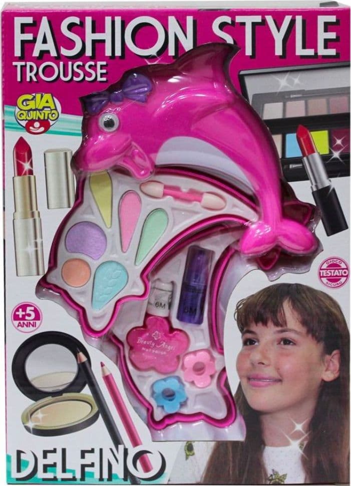 TROUSSE DELFINO FASHION STYLE TRUCCO OMBRETTI E ROSSETTO GIOCO BAMBINE ETÀ 5+