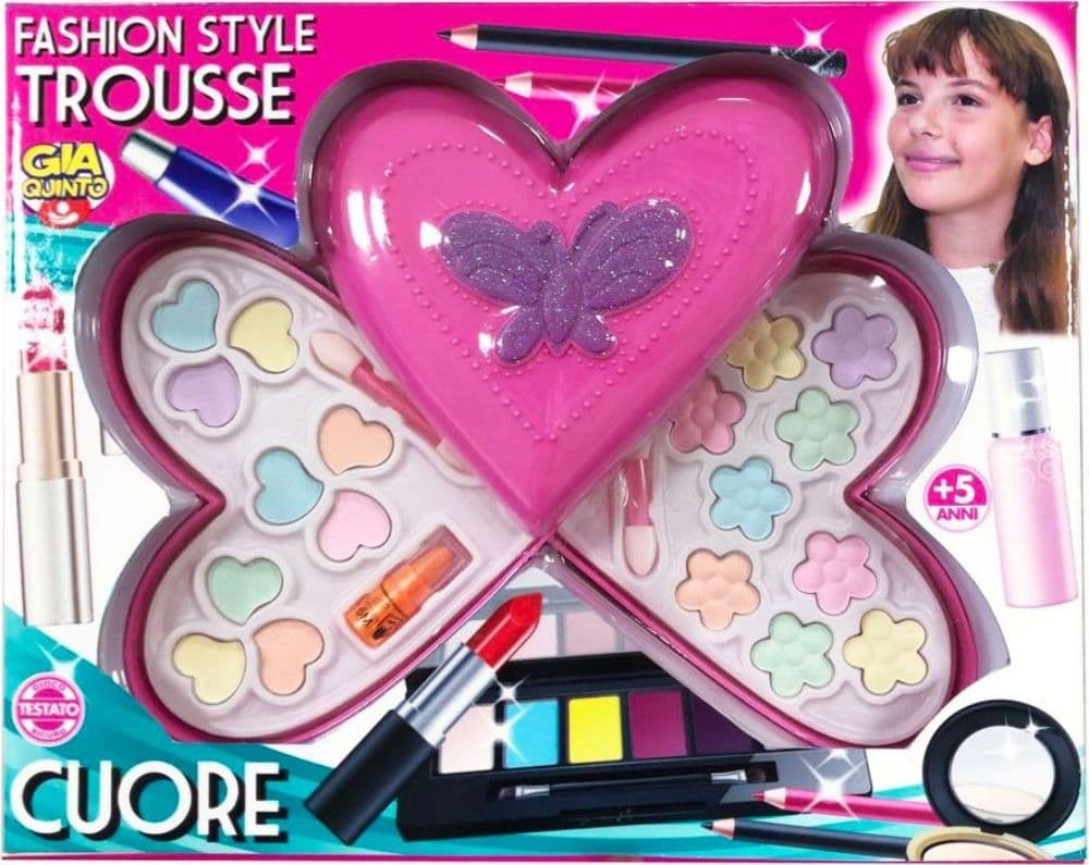 TROUSSE FASHION STYLE TRUCCO OMBRETTI E ROSSETTO GIOCO SICURO PER BAMBINE ETÀ 5+