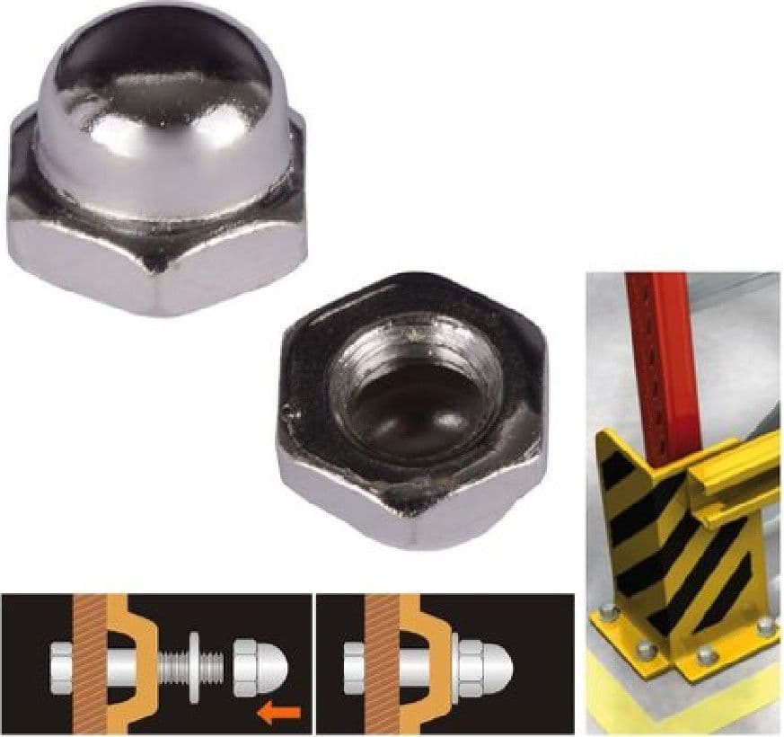 SET 12PZ DADO DADI CIECHI ESAGONALI M8 SERRAGGIO 8 MM PER CHIAVE ESAGONALE 94919 - 2