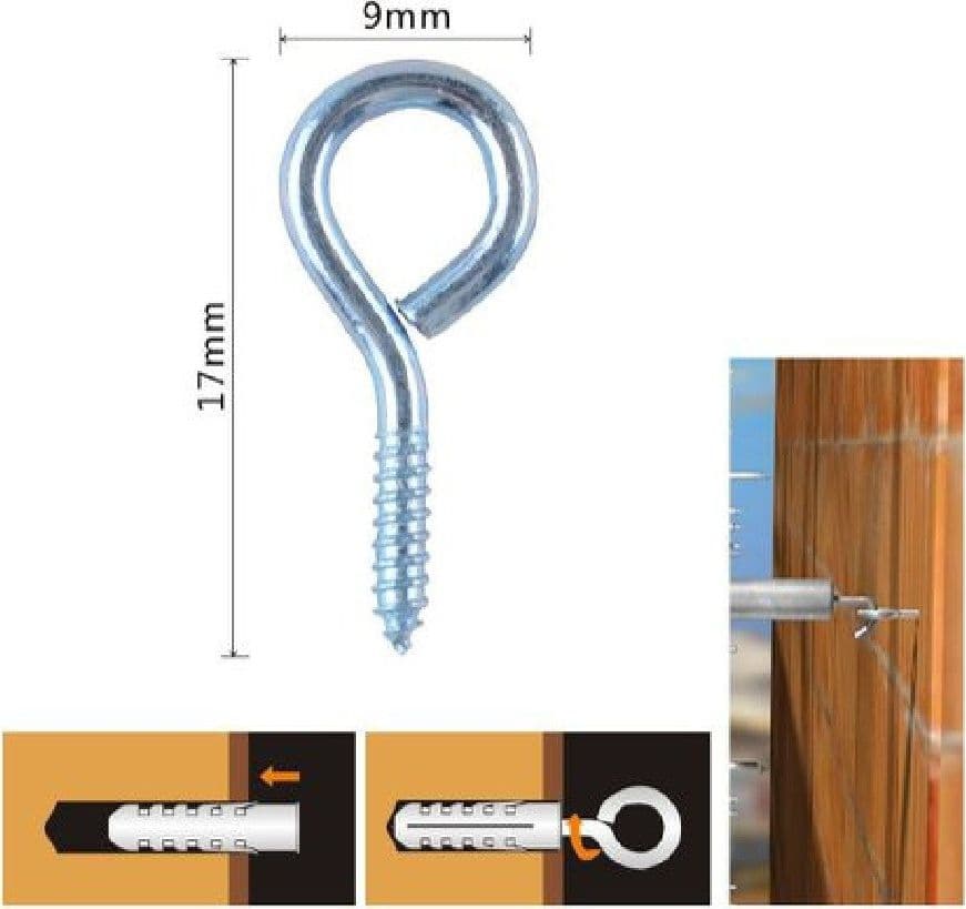SET 54PZ VITI VITE A OCCHIELLO GANCIO CHIUSO 9X17 MM FILETTATURA PER LEGNO 90724 - 2